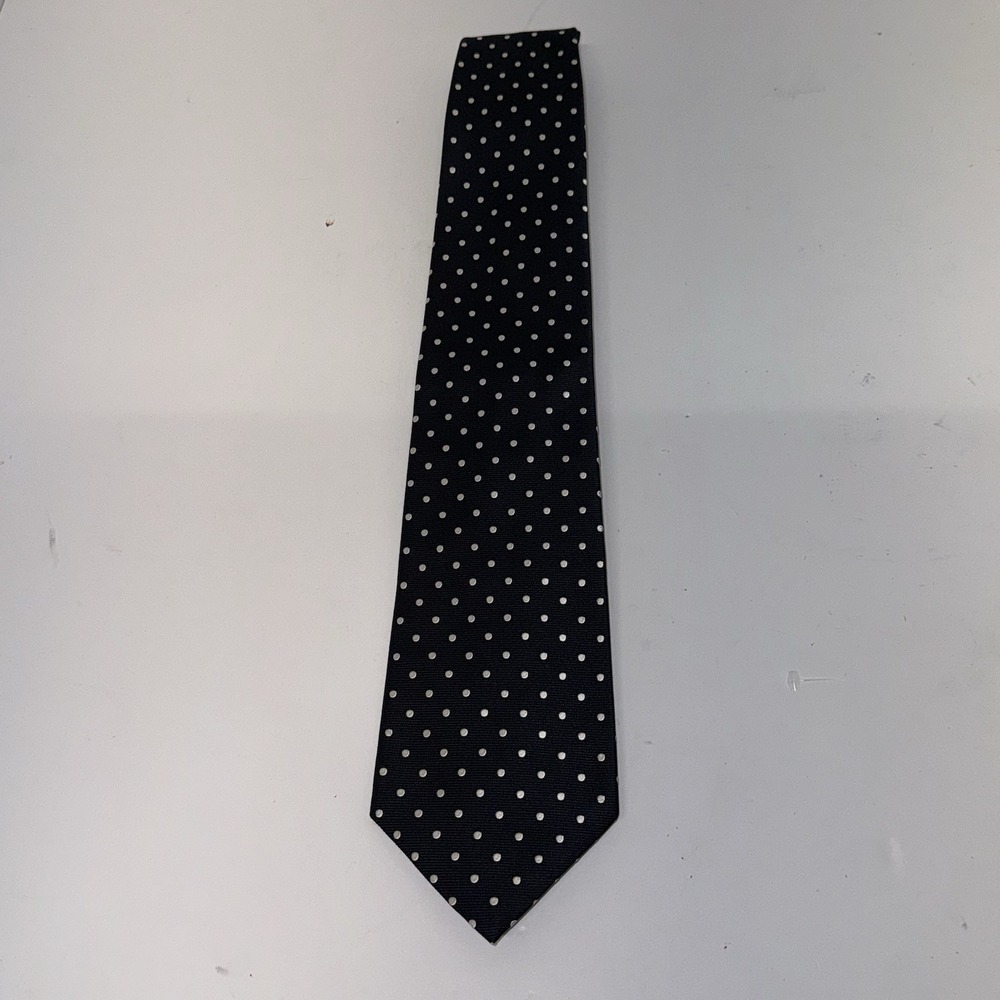 Albert Goldberg Façonnable Men's Tie Navy & White Polka Dot Pointed